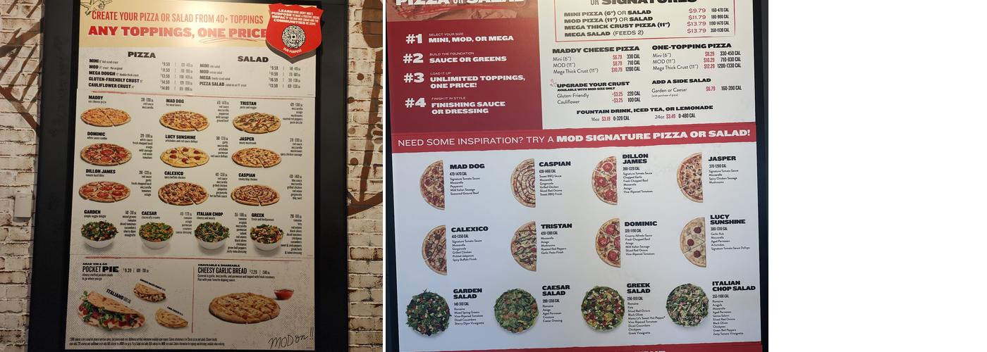 MOD Pizza Menu