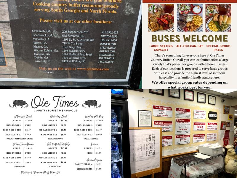 Ole Times Country Buffet Savannah Menu