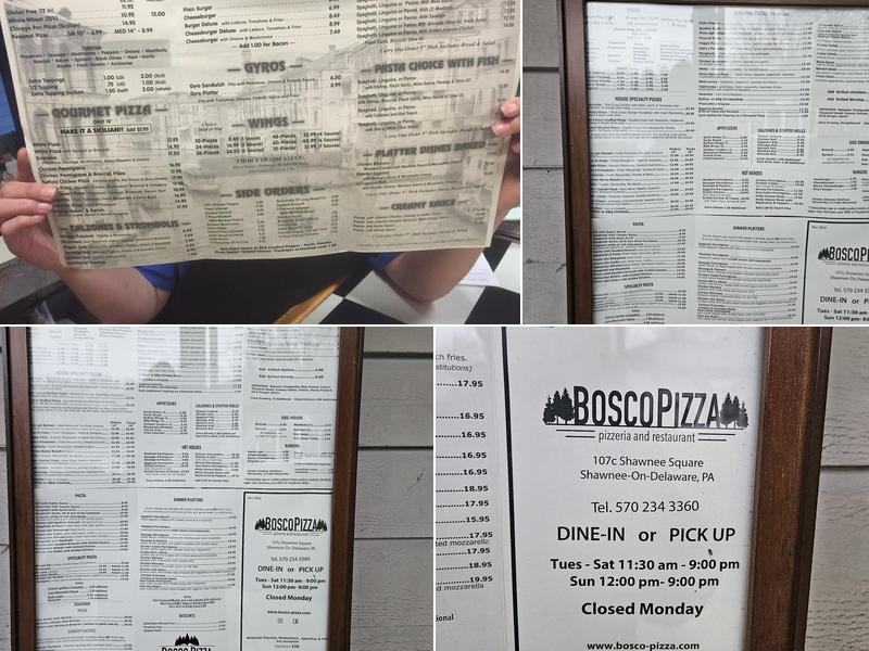 Bosco Pizza Menu