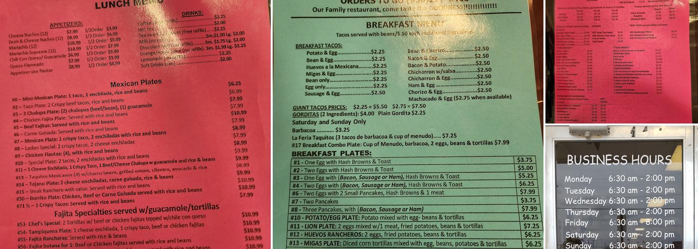 La Feria Cafe Menu