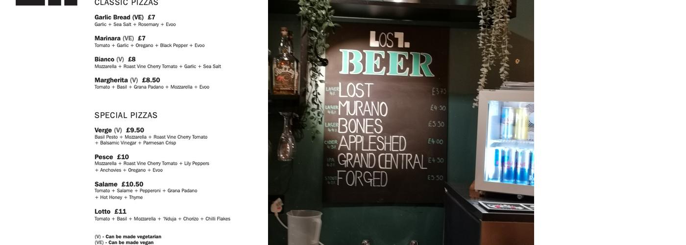 Lost Bar & Pizzeria Menu