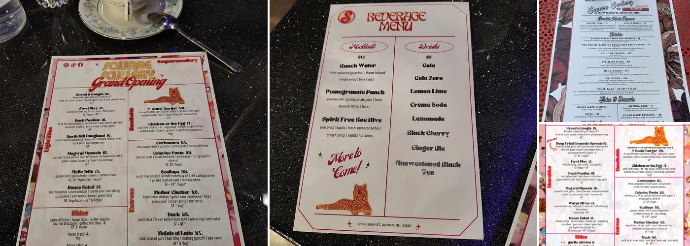 Square Scullery Menu