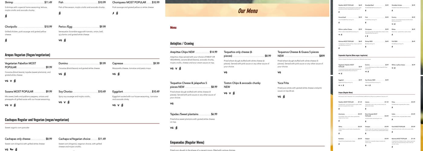 Arepittas Menu