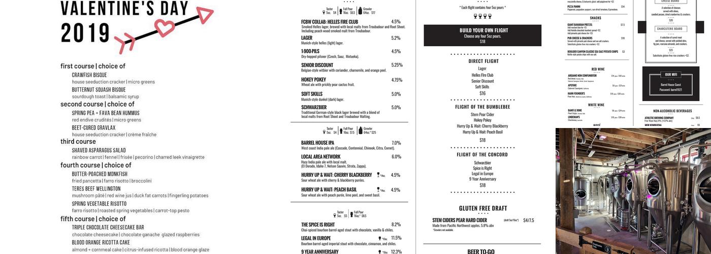 Jessup Farm Barrel House Menu