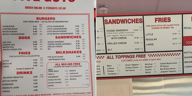Five Guys Preston Menu
