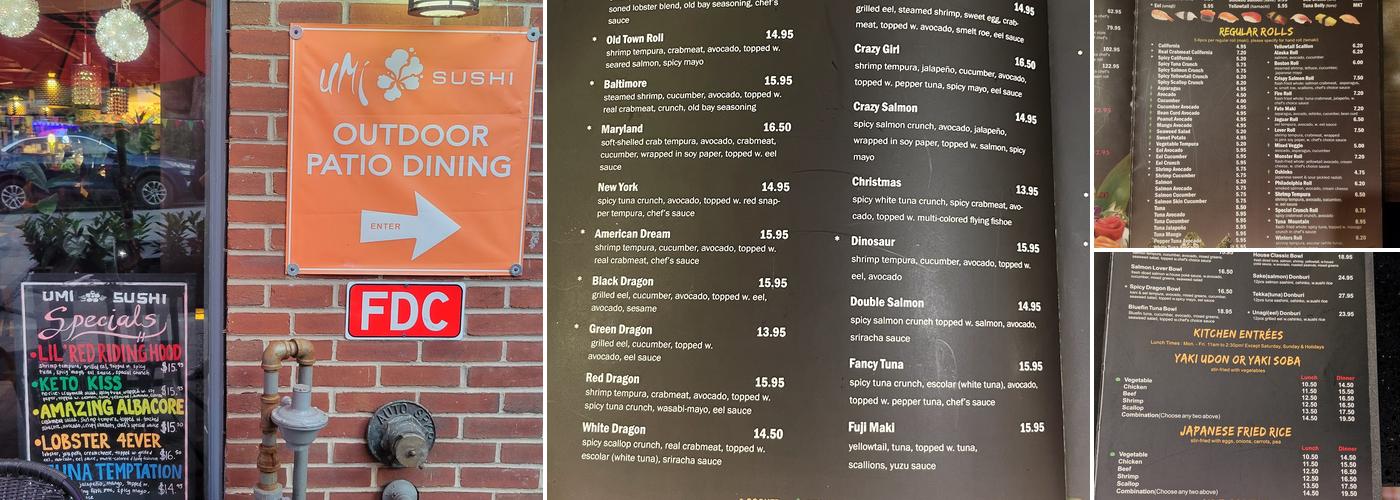 Umi Sushi Menu