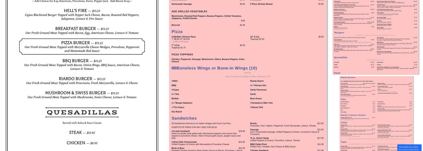 Riardo's Bar & Grill Menu