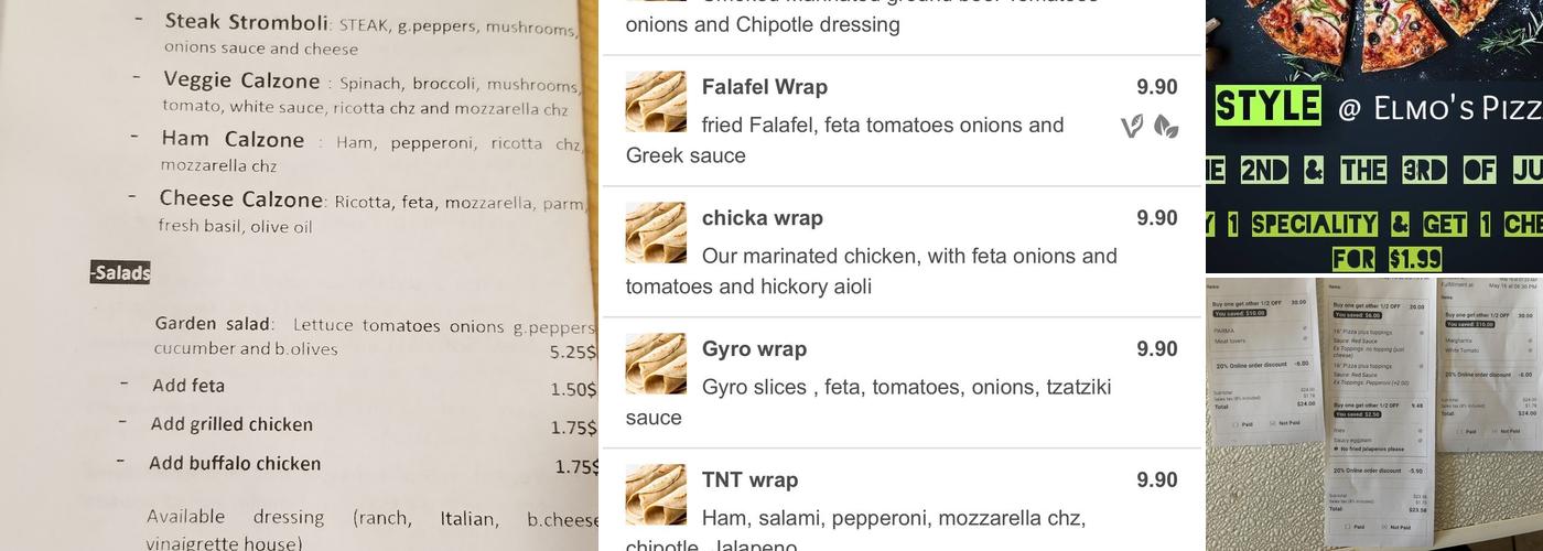 Elmo's Pizza Menu