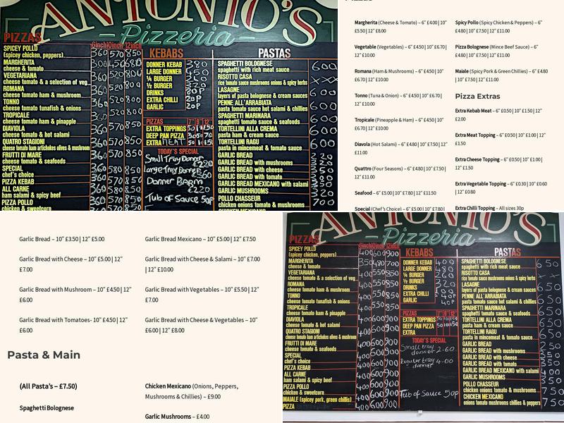 Antonio's Menu