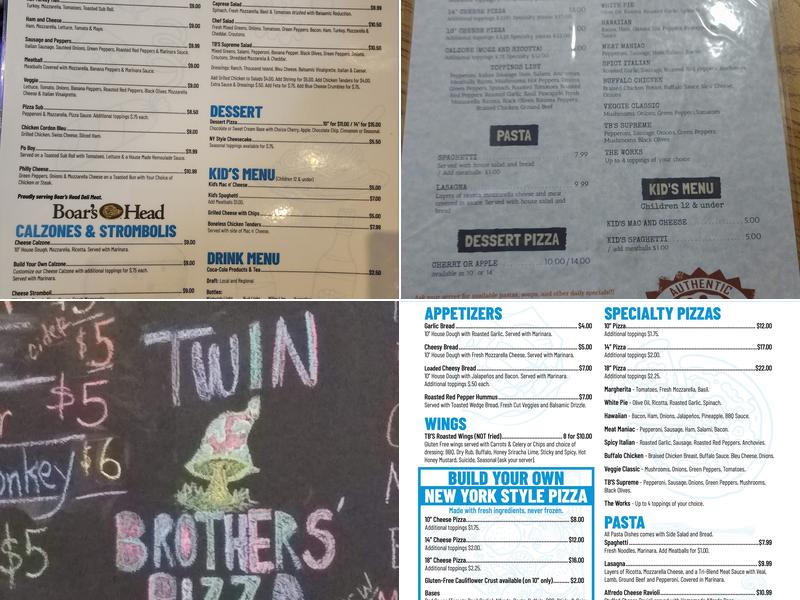 Twin Brother’s Pizza Co Menu
