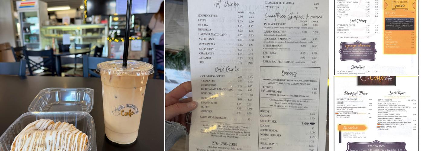 Java Blend Cafe Menu