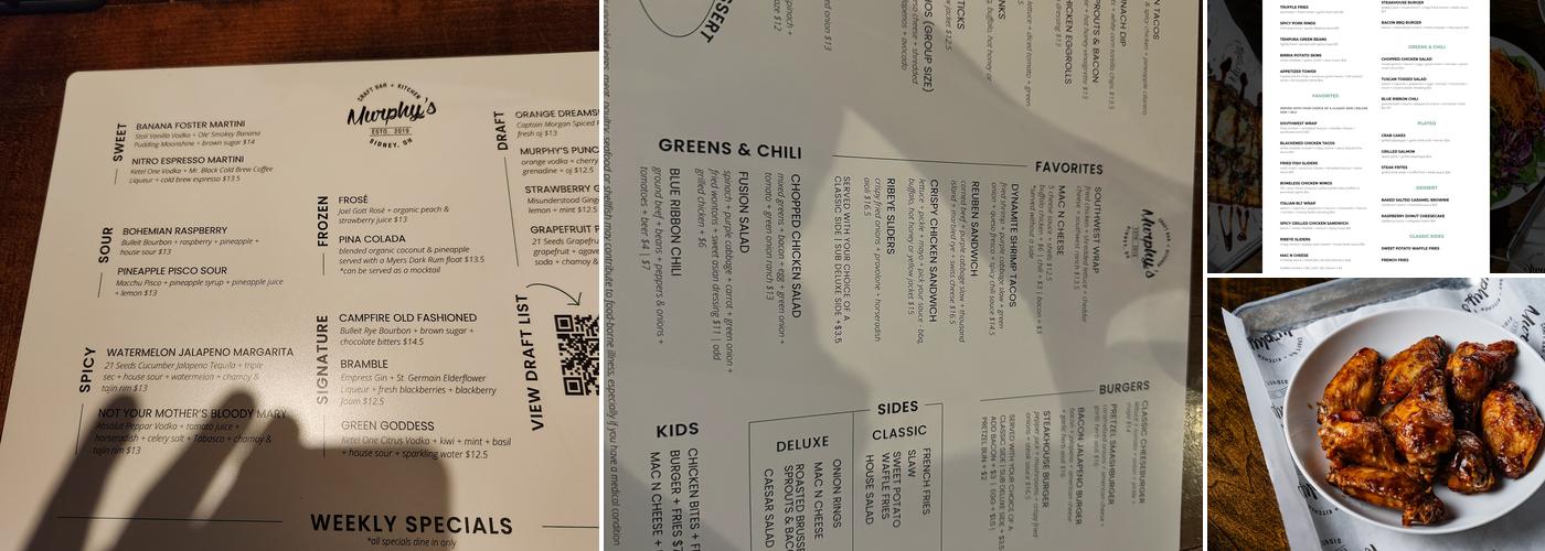 Murphy’s Craftbar + Kitchen Menu