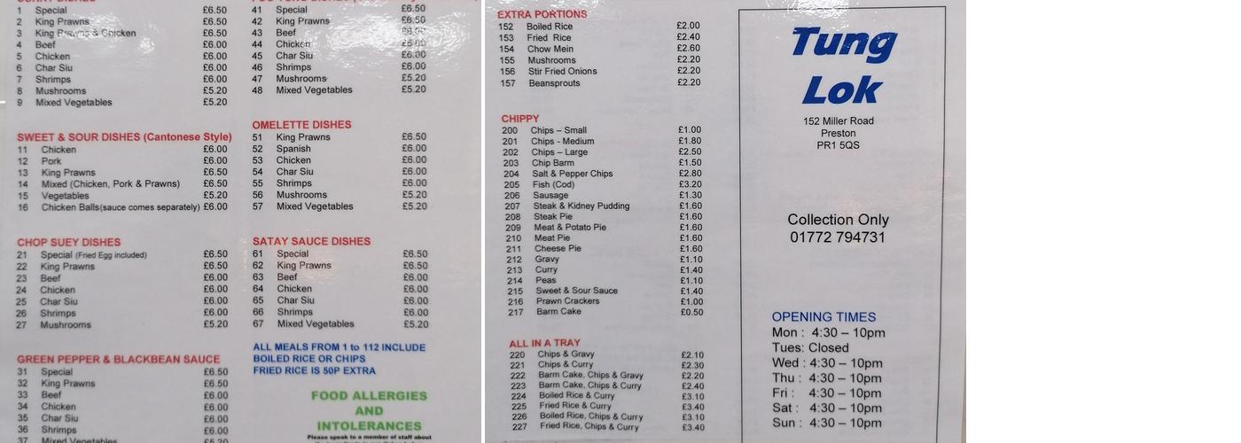 Tung lok Menu
