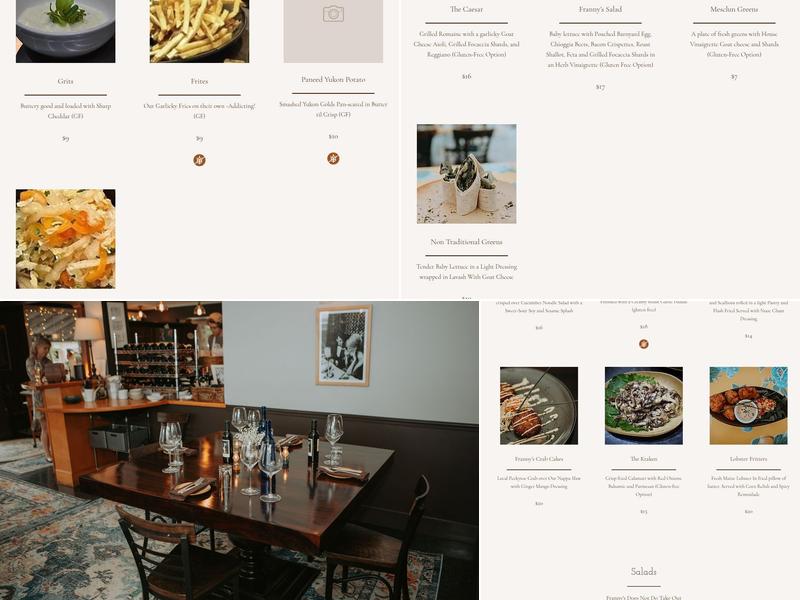 Franny's Bistro Menu