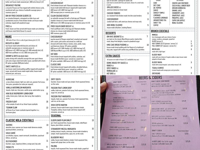 Noble Wave | Louisiana Kitchen Menu