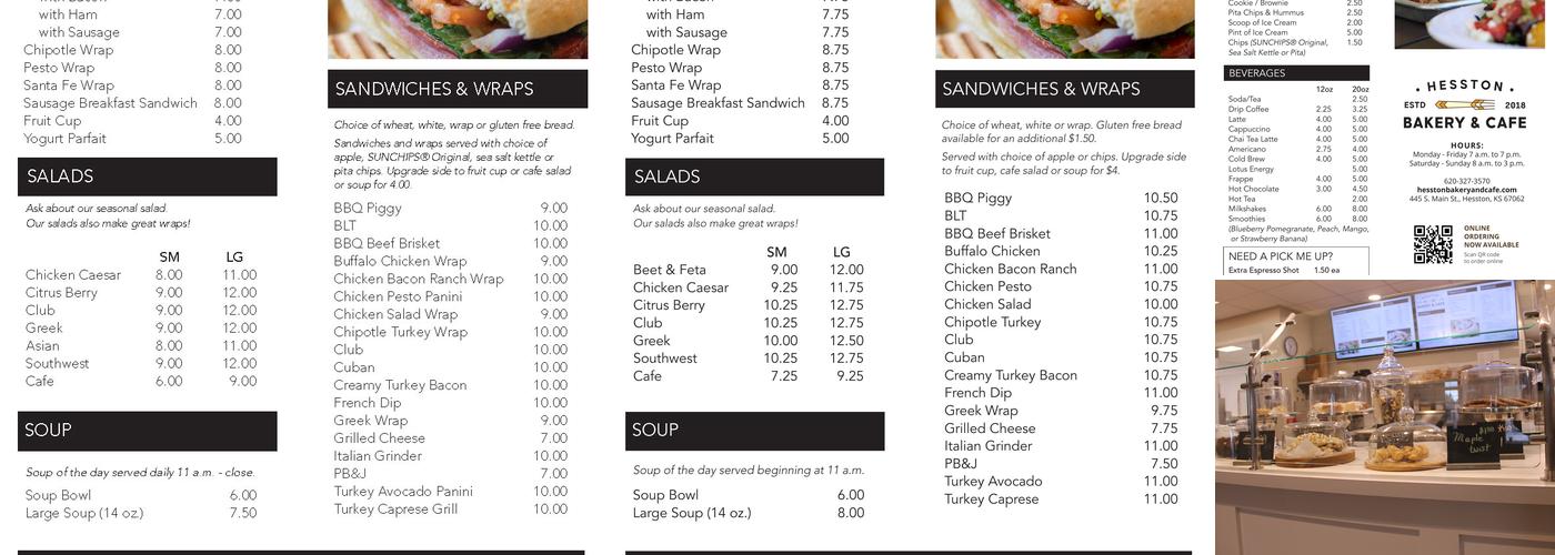 Hesston Bakery & Cafe Menu
