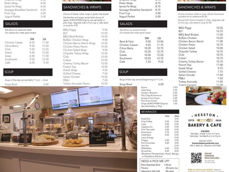 Hesston Bakery & Cafe Menu