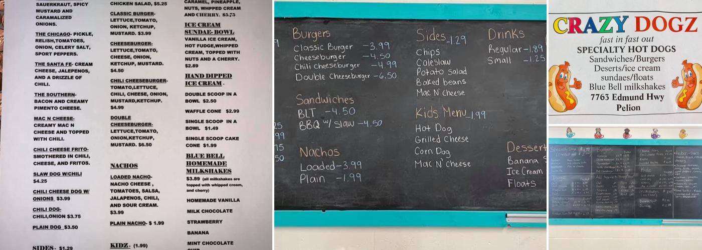 Crazy dogz Menu