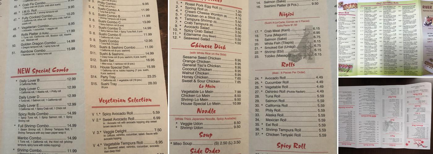 River Sushi Menu