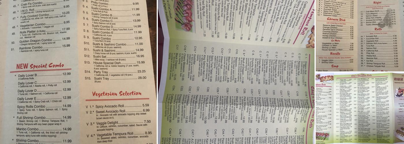 River Sushi Menu