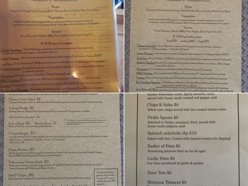 Emigrant Outpost Menu