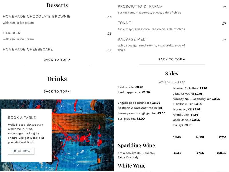 Twist Preston Menu