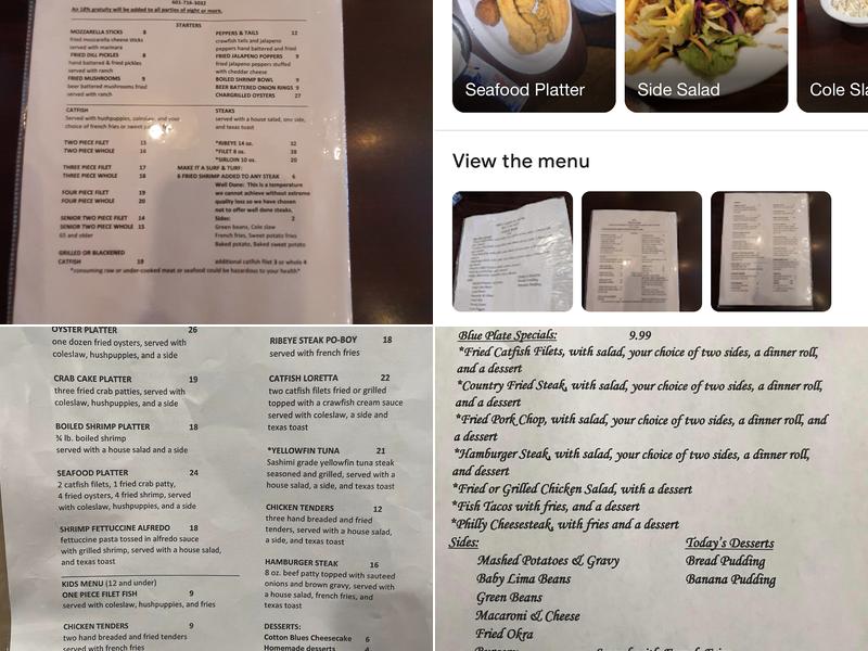 Bill's Catfish & Steaks Menu