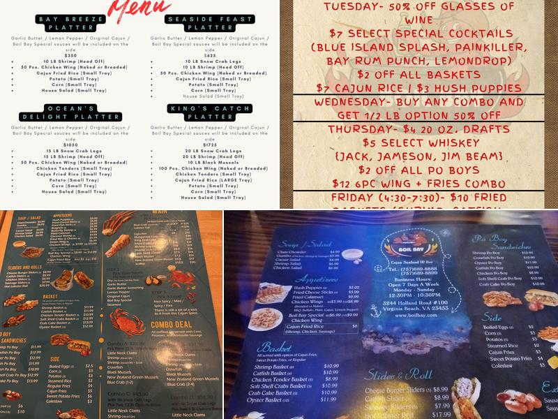 Boil Bay Cajun Seafood and Bar Menu