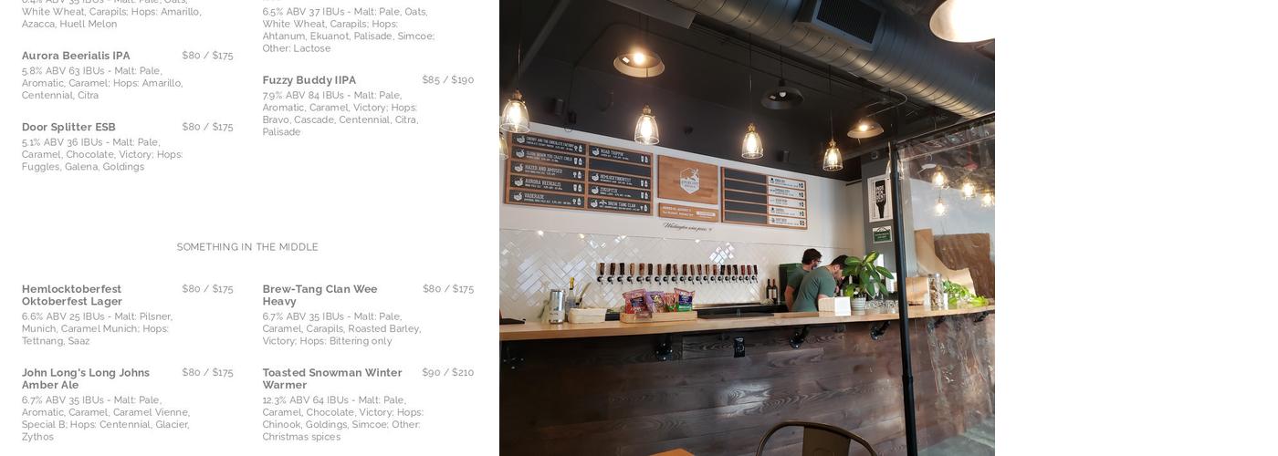 Hemlock State Brewing Co. Menu