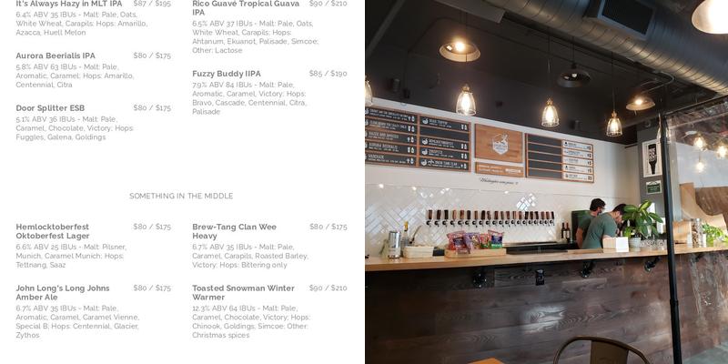 Hemlock State Brewing Co. Menu