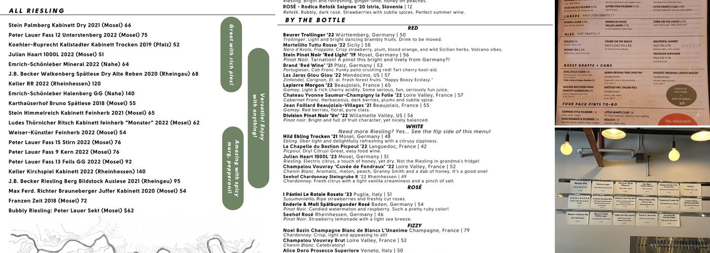 Smith & Lentz Brewing and Pizza Menu