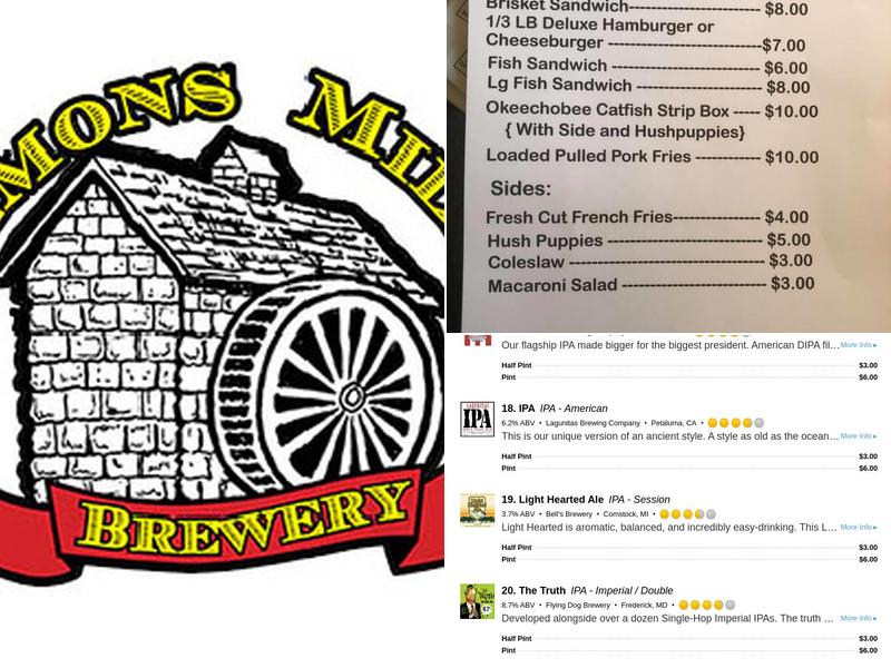 Lemons Mill Brewery Menu
