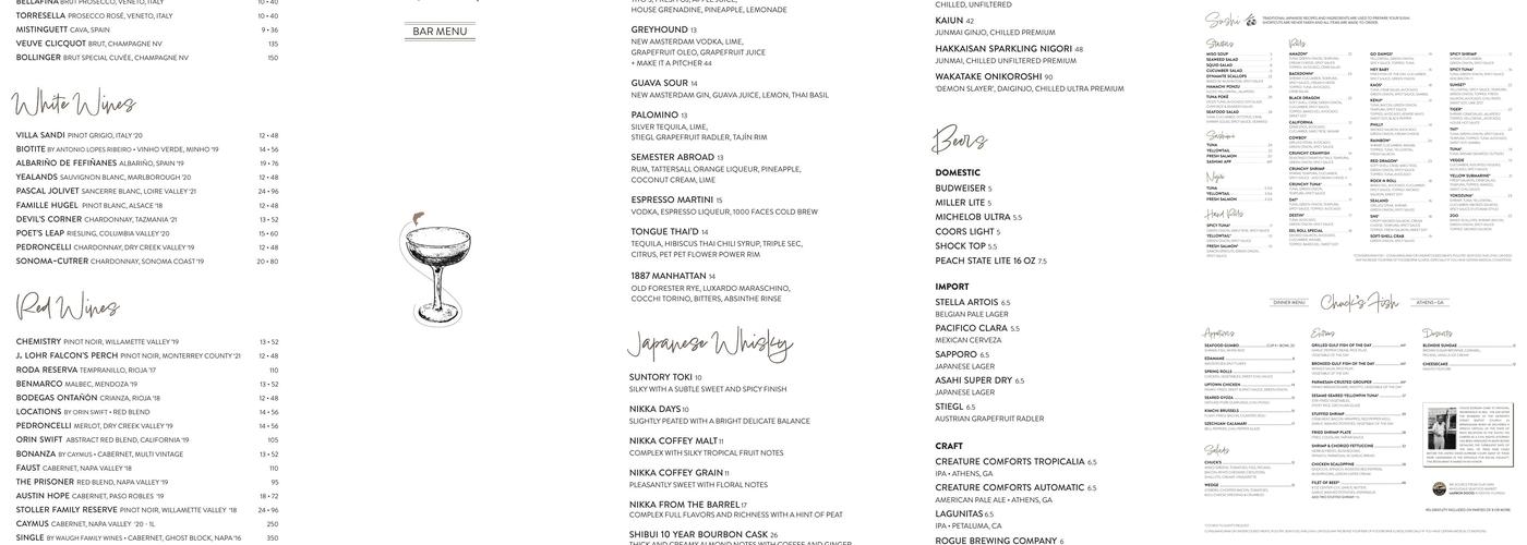 Chuck's Fish Athens Menu