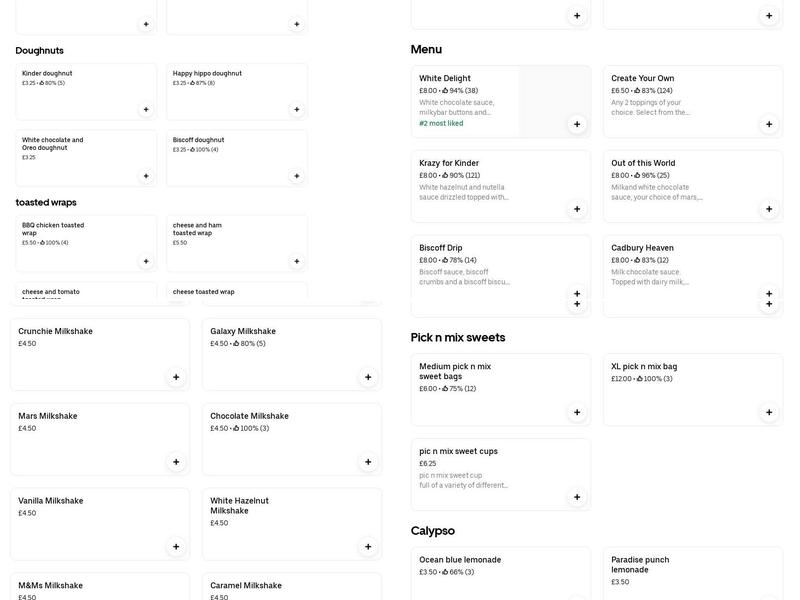 Peaches Dessert Bar & Gelato LTD. Menu