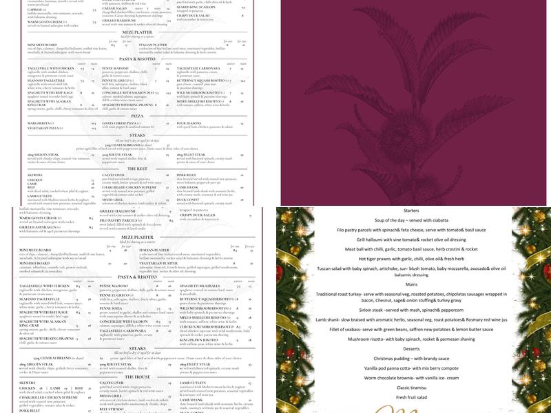 Mazu Restaurant Menu