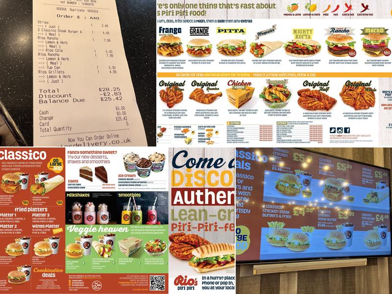 Rio's Piri Piri Bearwood Menu