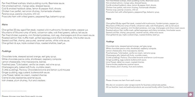 Don Dinner Parties | Dining in your own home Menu