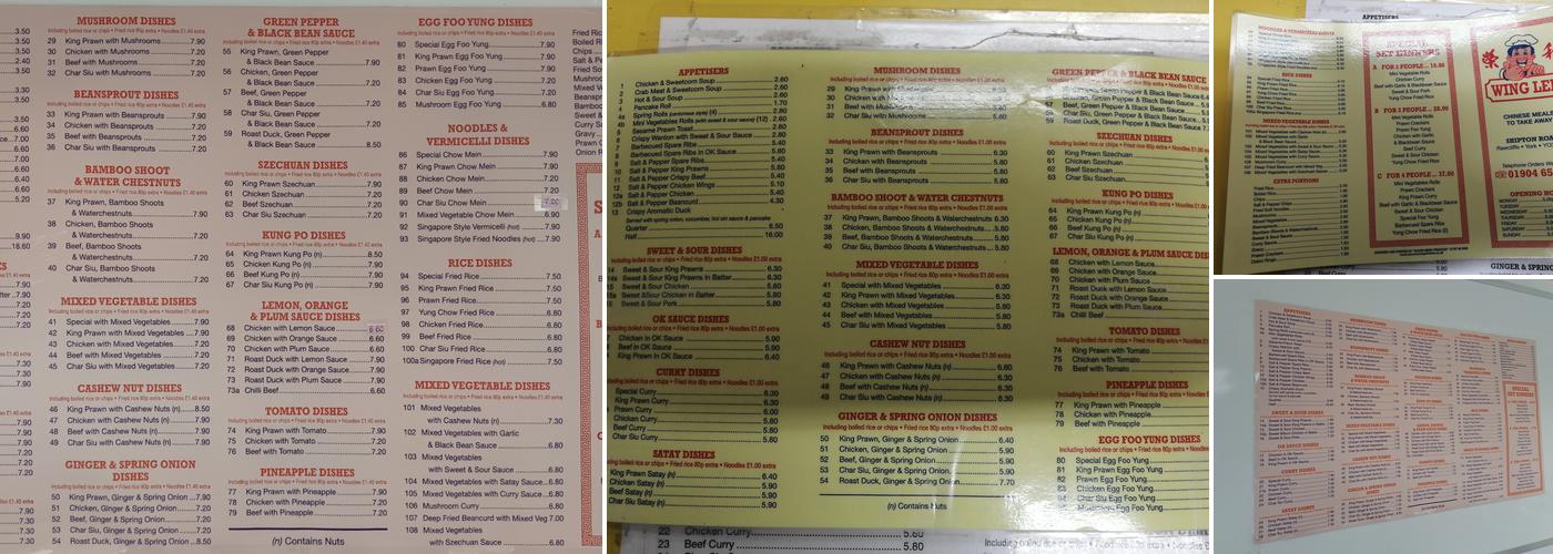 Wing Lee Menu