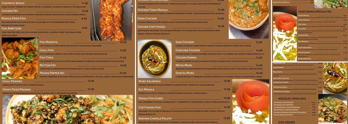 Chilis Indian Restaurant Menu