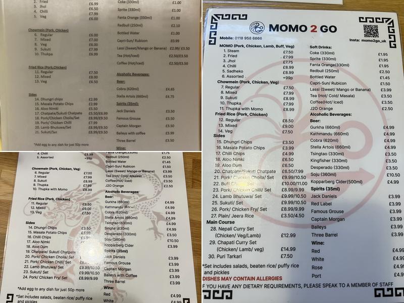MOMO 2 GO Menu