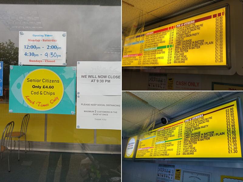 Four Seasons Fish & Chips Menu