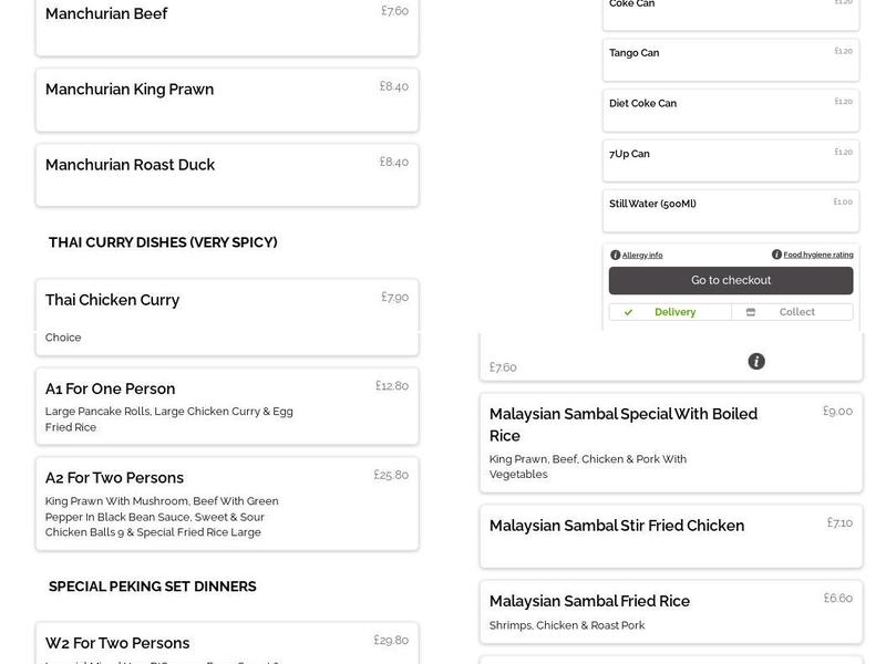 WOW Wok On Wheels Chinese Takeaway Menu