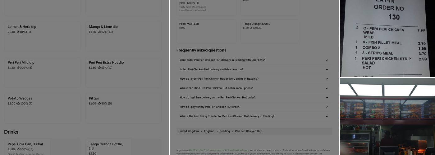 Peri Peri Chicken Hut Menu