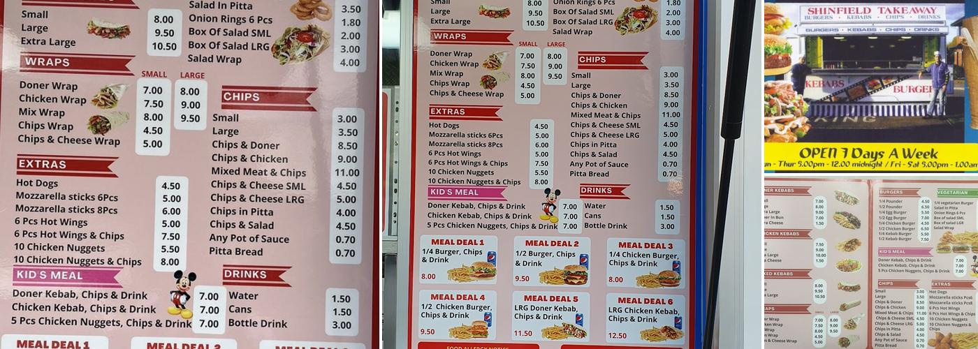 Shinfield Takeaway Menu