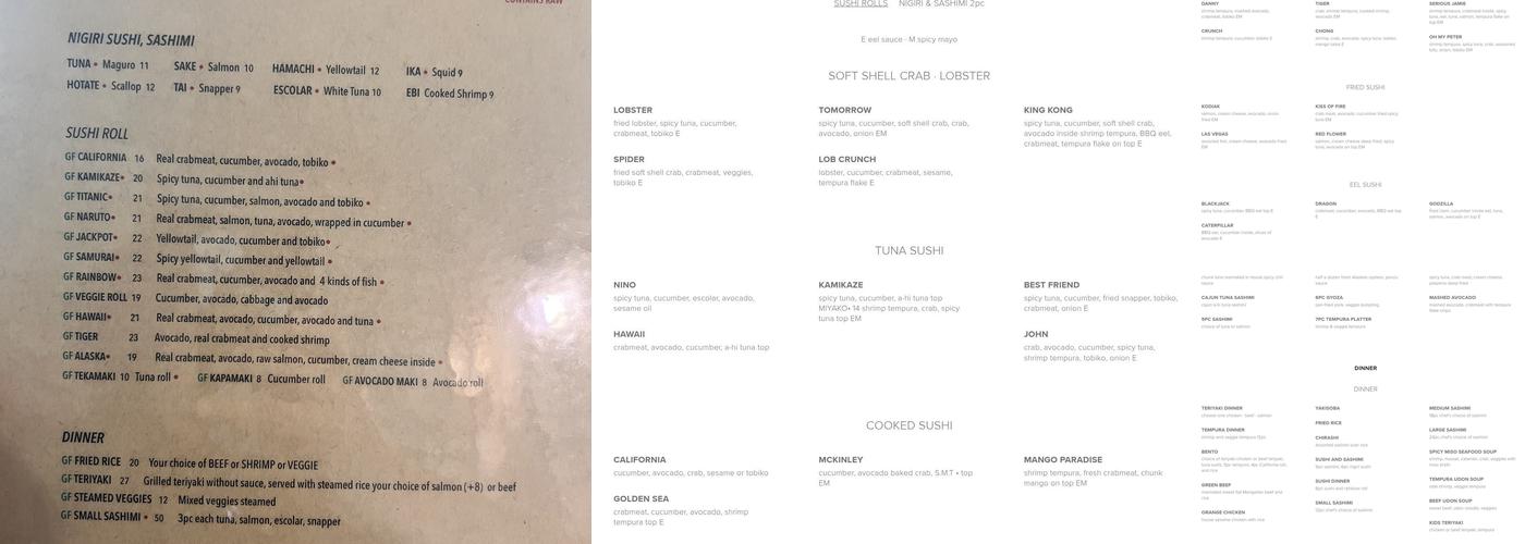 Sushi & Sushi Menu
