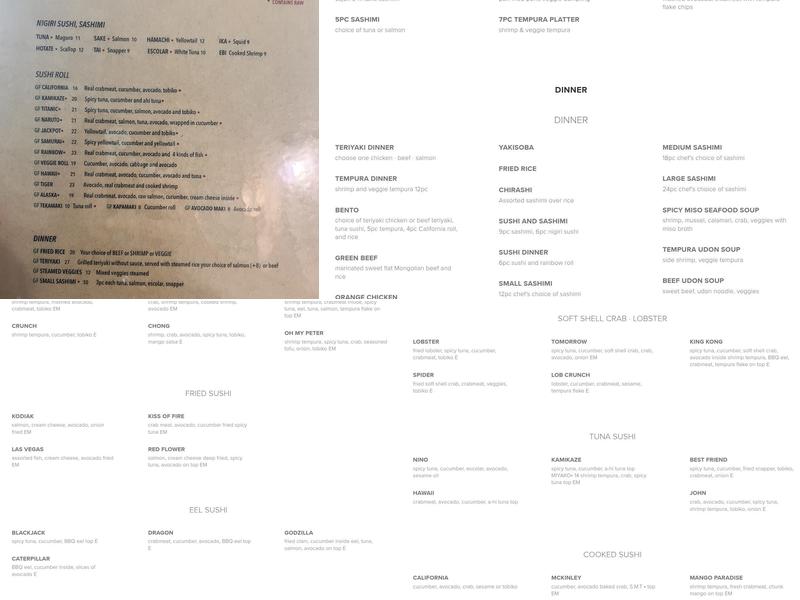 Sushi & Sushi Menu
