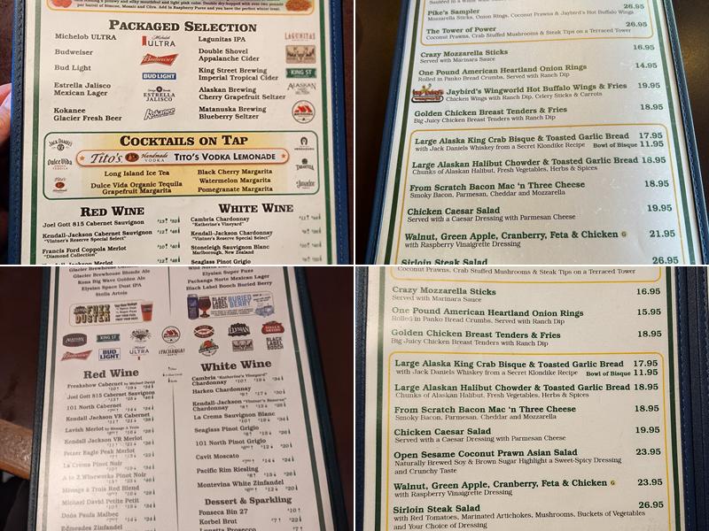 Pike's Landing Menu