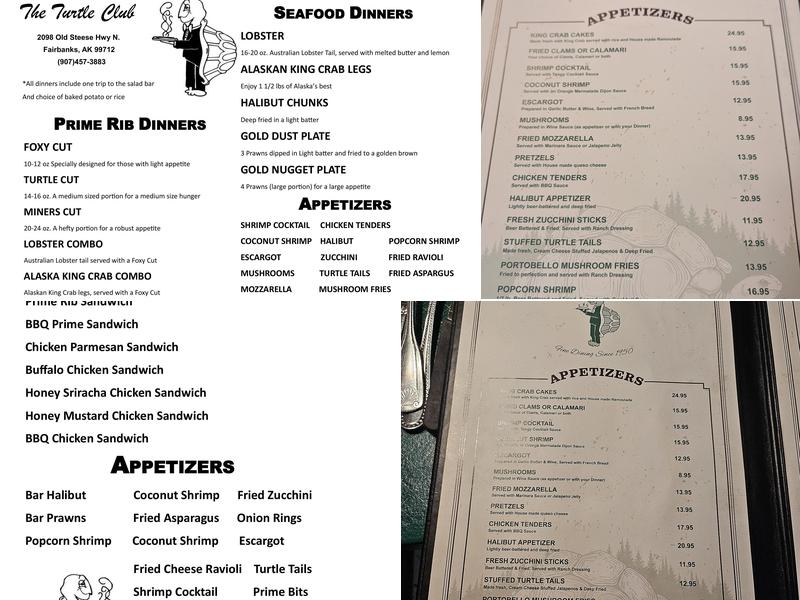 Turtle Club Menu