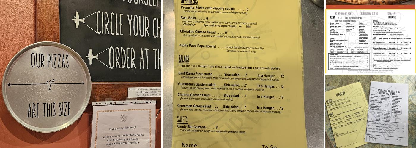 East Ramp Wood Fired Pizza Menu