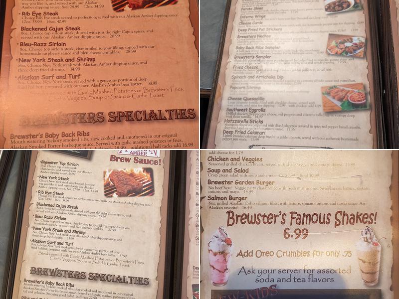 Brewsters Restaurant Menu